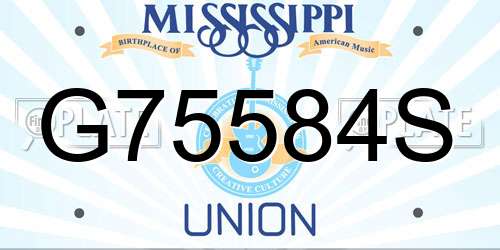 G75584S Mississippi License Plate