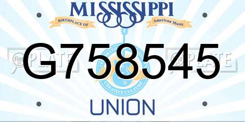 G758545 Mississippi License Plate