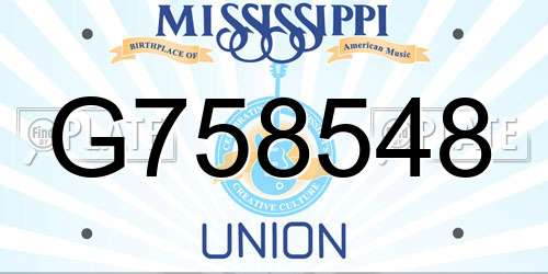 G758548 Mississippi License Plate