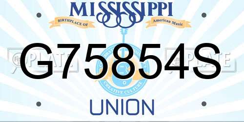G75854S Mississippi License Plate