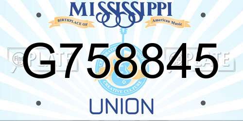 G758845 Mississippi License Plate