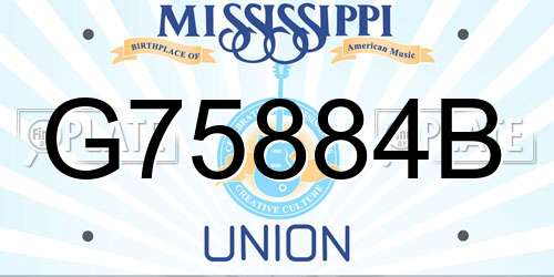 G75884B Mississippi License Plate