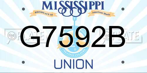 G7592B Mississippi License Plate
