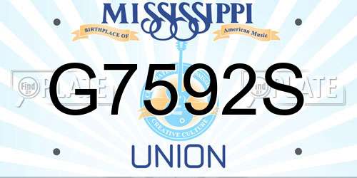 G7592S Mississippi License Plate