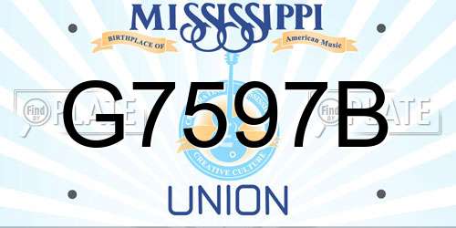 G7597B Mississippi License Plate