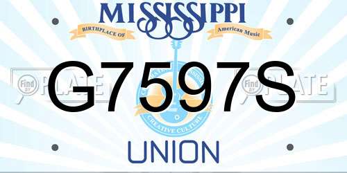 G7597S Mississippi License Plate