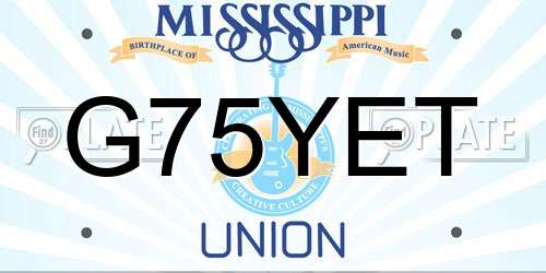 G75YET Mississippi License Plate