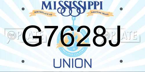 G7628J Mississippi License Plate