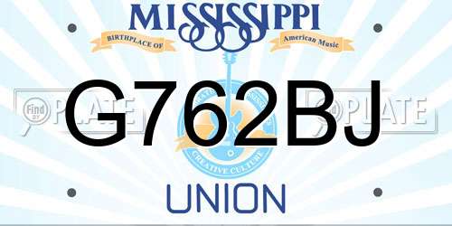 G762BJ Mississippi License Plate
