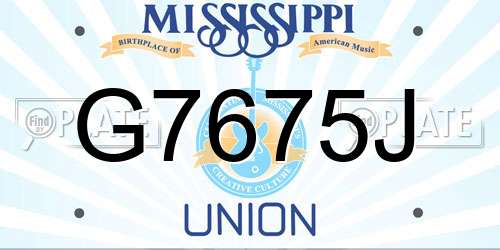 G7675J Mississippi License Plate