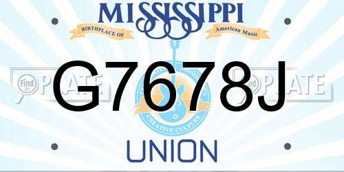 G7678J Mississippi License Plate