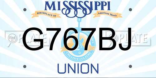 G767BJ Mississippi License Plate