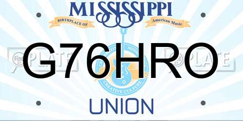 G76HRO Mississippi License Plate