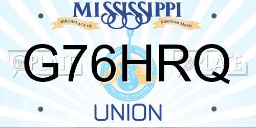 G76HRQ Mississippi License Plate