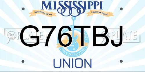 G76TBJ Mississippi License Plate