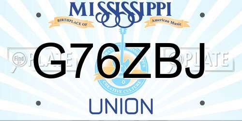 G76ZBJ Mississippi License Plate