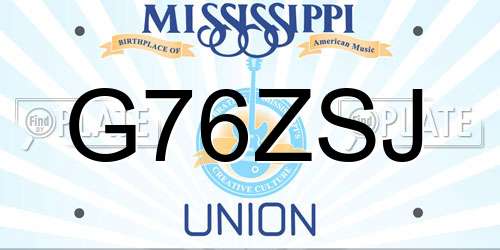 G76ZSJ Mississippi License Plate