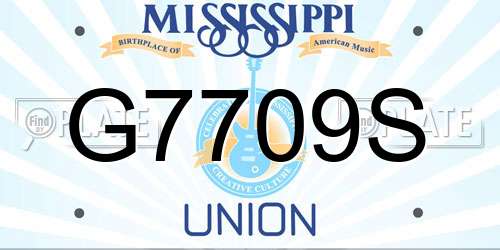G7709S Mississippi License Plate