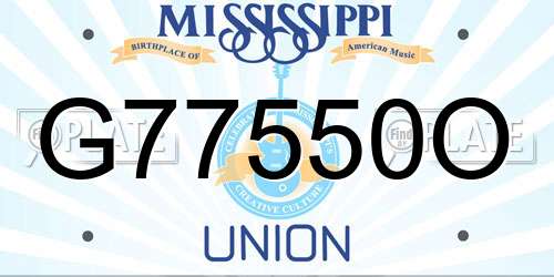 G77550O Mississippi License Plate