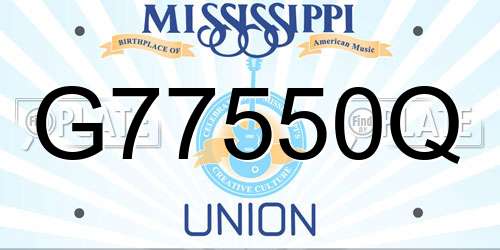 G77550Q Mississippi License Plate