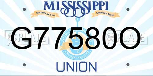 G77580O Mississippi License Plate