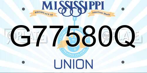 G77580Q Mississippi License Plate