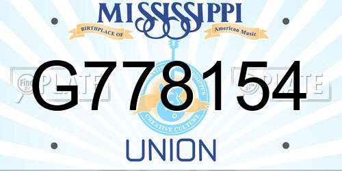 G778154 Mississippi License Plate
