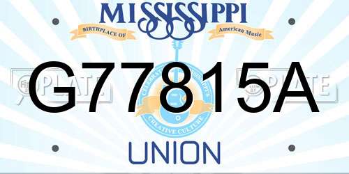 G77815A Mississippi License Plate