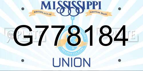 G778184 Mississippi License Plate