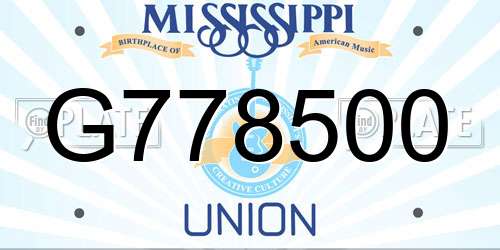 G778500 Mississippi License Plate