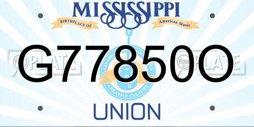 G77850O Mississippi License Plate