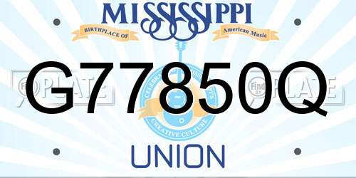 G77850Q Mississippi License Plate