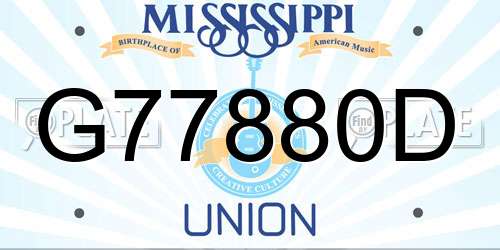 G77880D Mississippi License Plate
