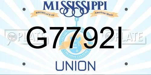 G7792I Mississippi License Plate
