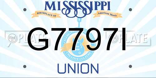 G7797I Mississippi License Plate