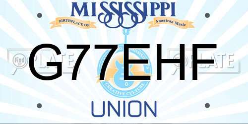 G77EHF Mississippi License Plate