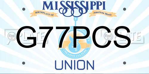 G77PCS Mississippi License Plate