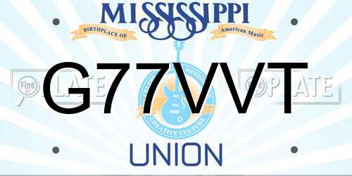 G77VVT Mississippi License Plate