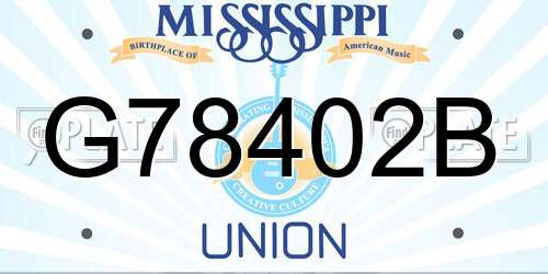 G78402B Mississippi License Plate
