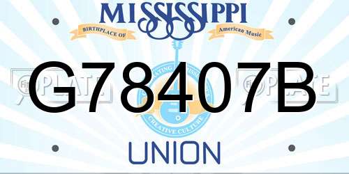 G78407B Mississippi License Plate