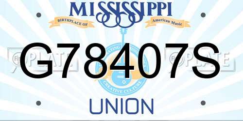 G78407S Mississippi License Plate