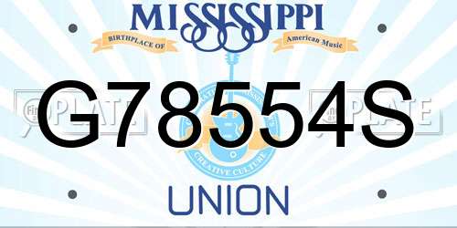 G78554S Mississippi License Plate