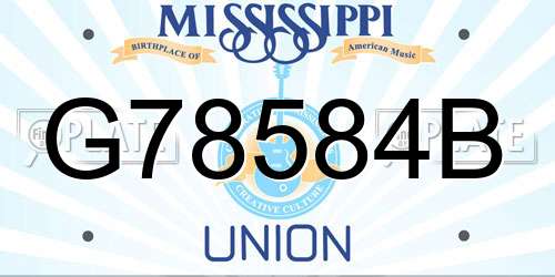 G78584B Mississippi License Plate