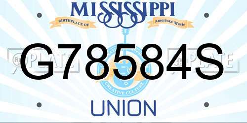 G78584S Mississippi License Plate