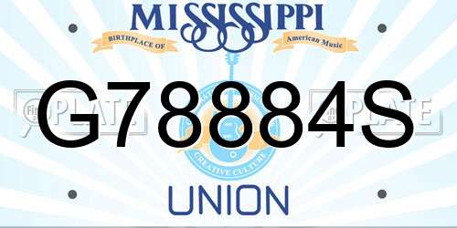 G78884S Mississippi License Plate