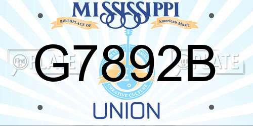 G7892B Mississippi License Plate