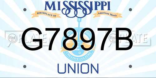 G7897B Mississippi License Plate