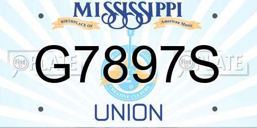 G7897S Mississippi License Plate