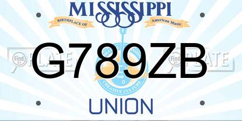 G789ZB Mississippi License Plate