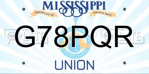 G78PQR Mississippi License Plate